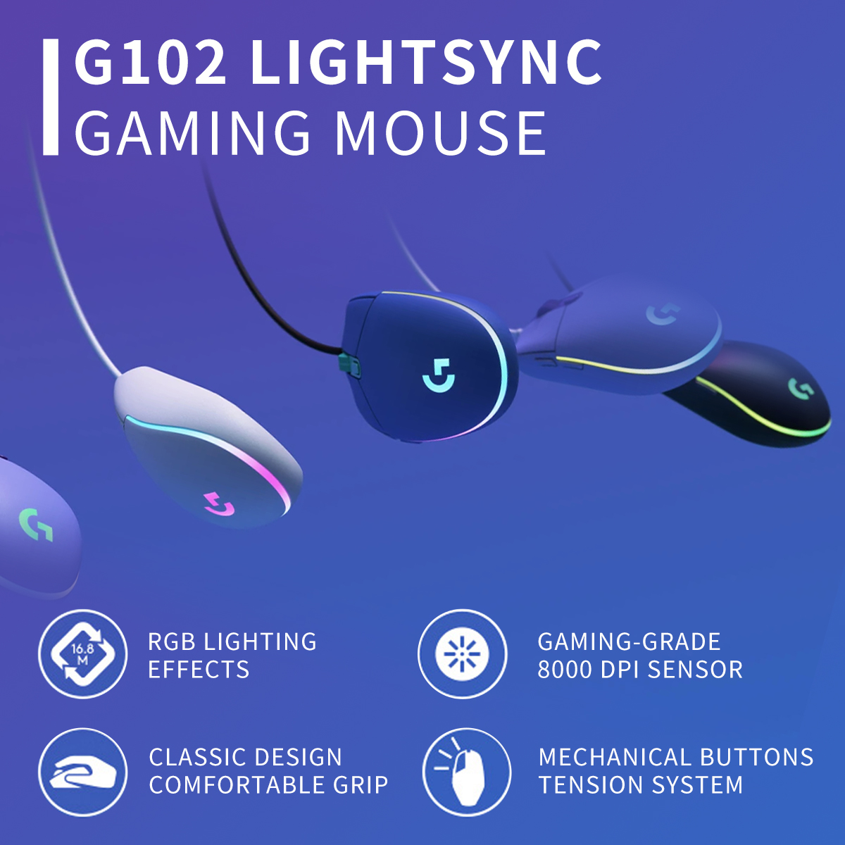 Logitech G102 Lightsync Wired  - Gaming Accessories Gifts For Men avis et prix