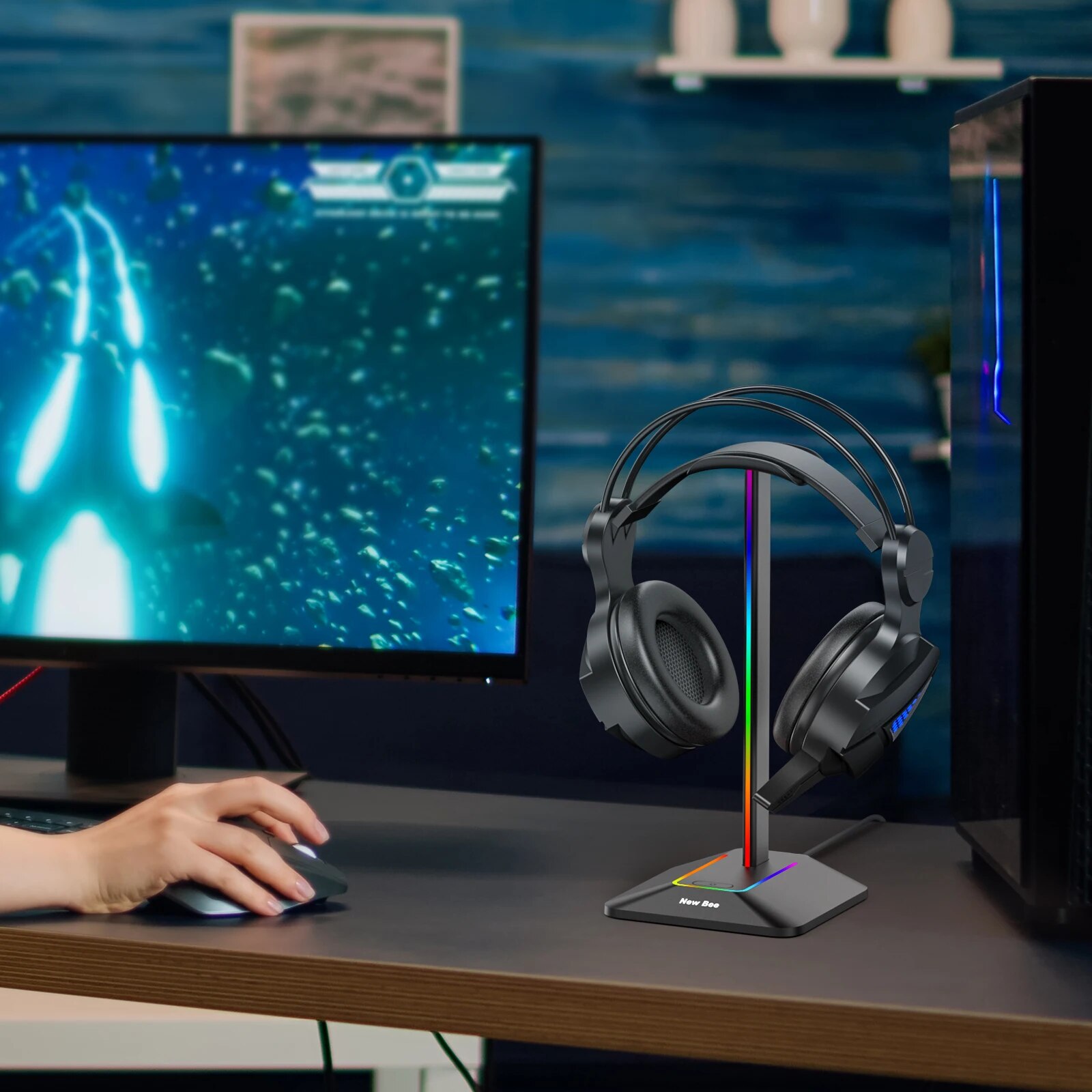 New Bee Z8 RGB Headphones Stan - Headset Stand Rgb avis et prix