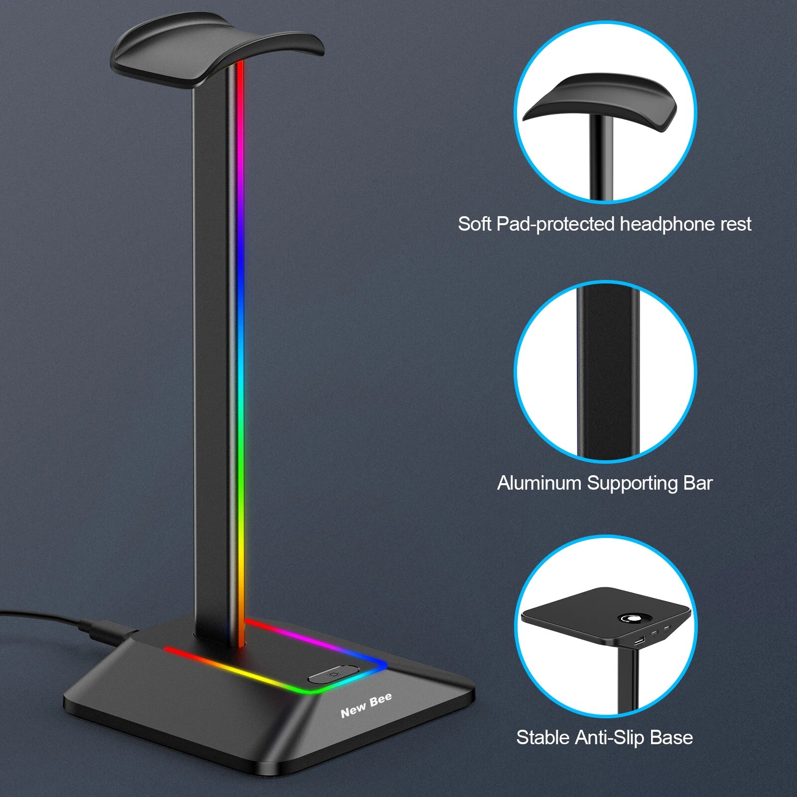 New Bee Z8 RGB Headphones Stan - Headset Stand Rgb avis et prix